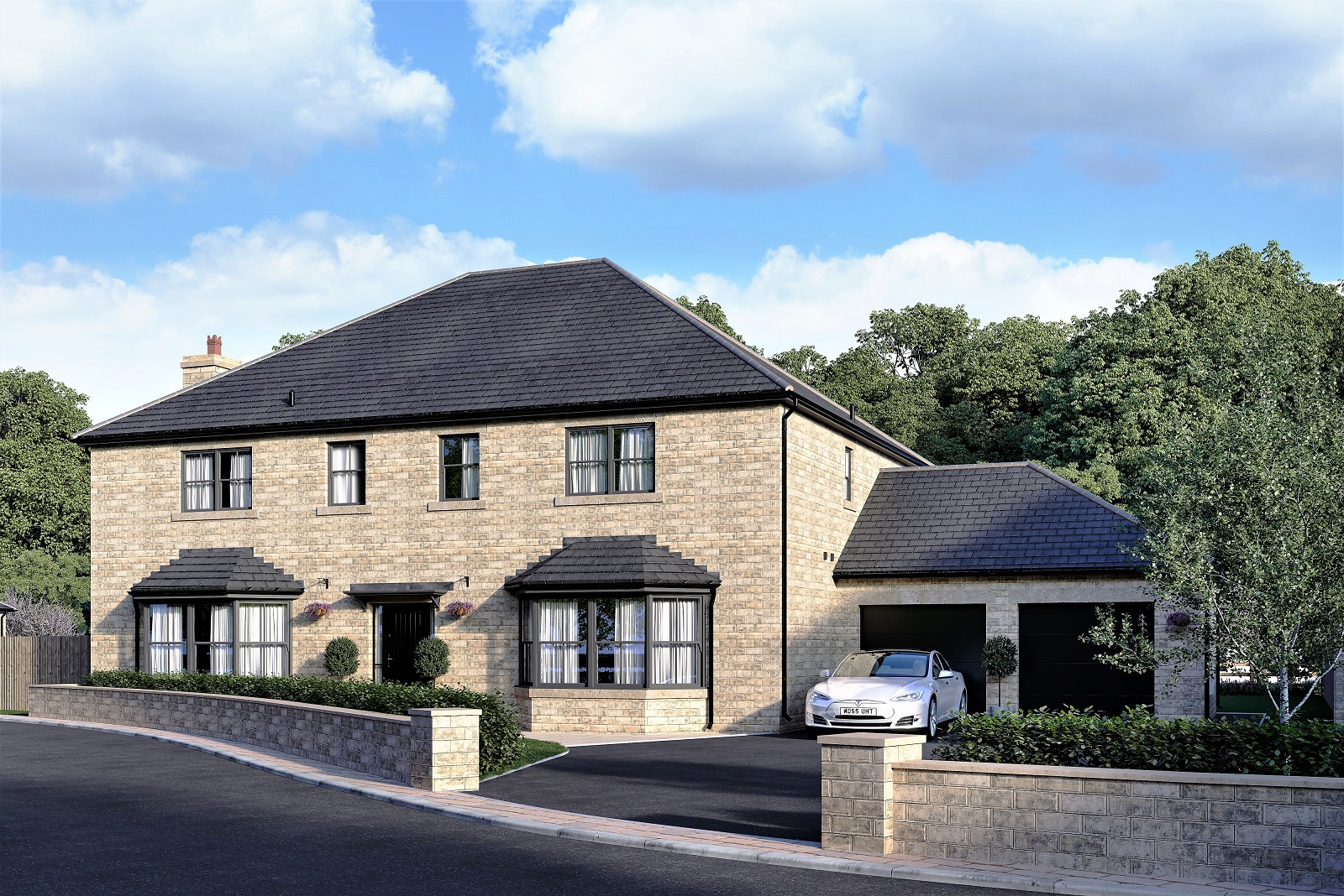 New build stone property development - Plot 3 CGI.