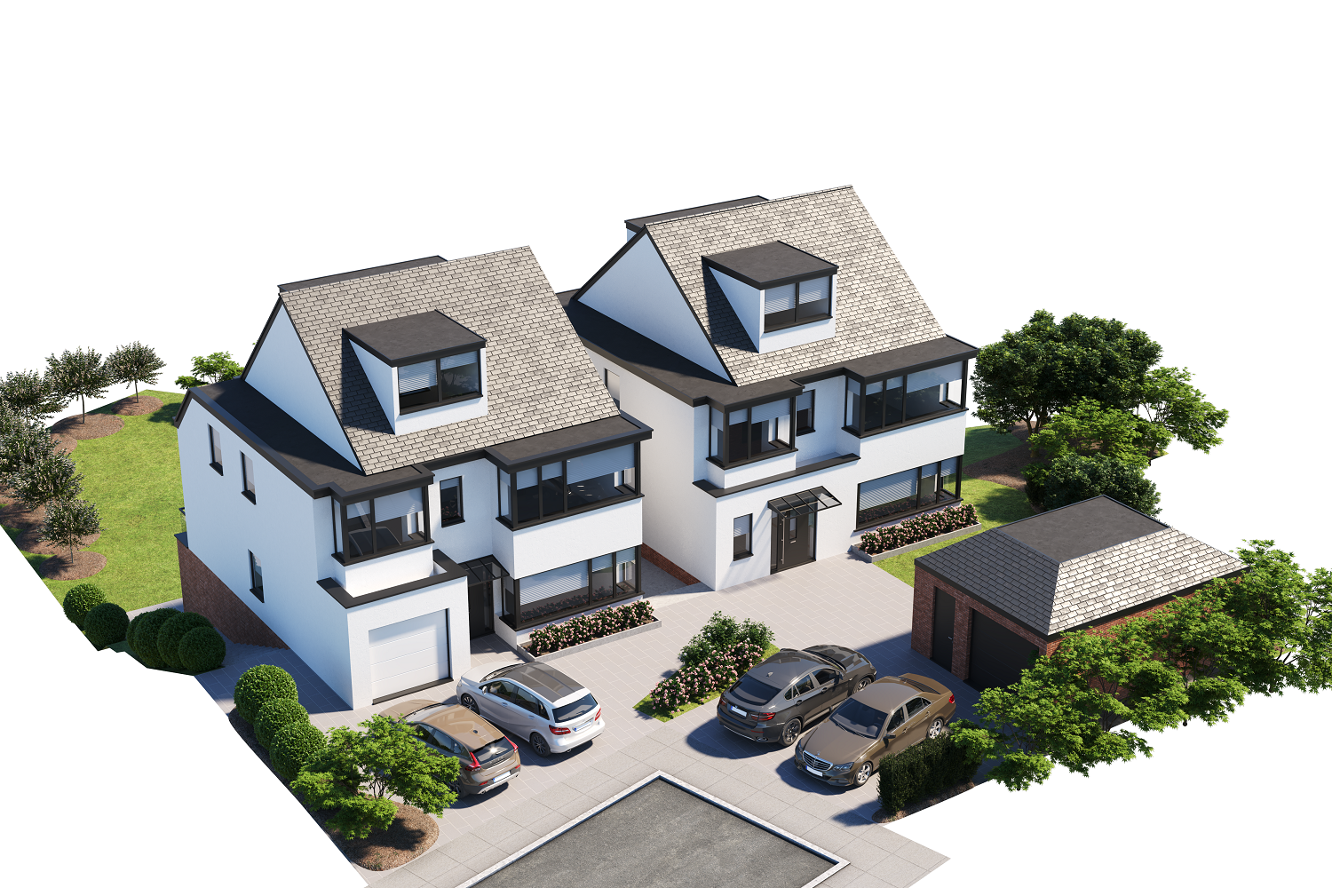 4 storey London new build houses CGI.