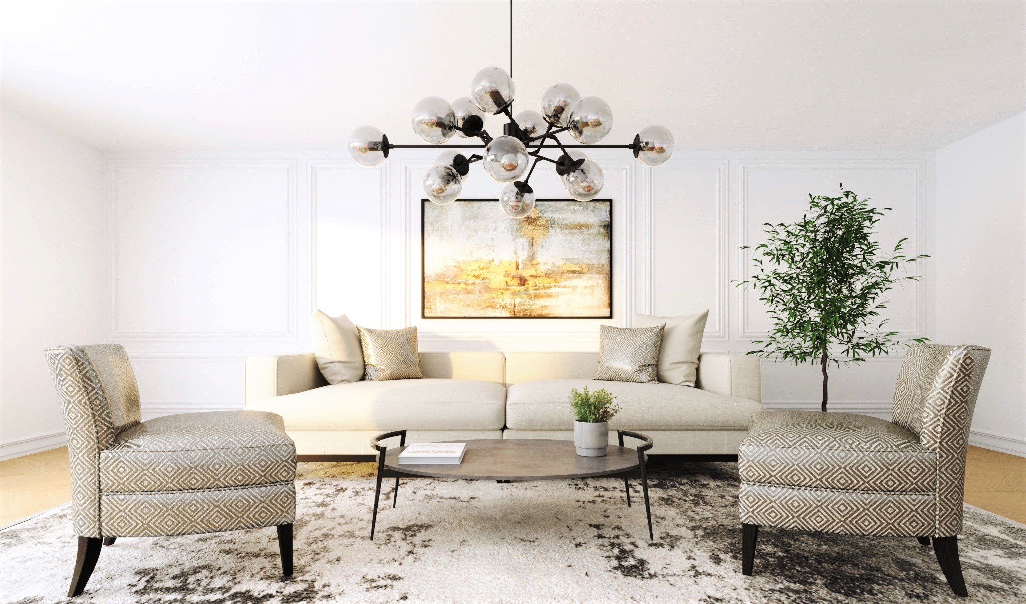 Room set for furniture sales CGI.